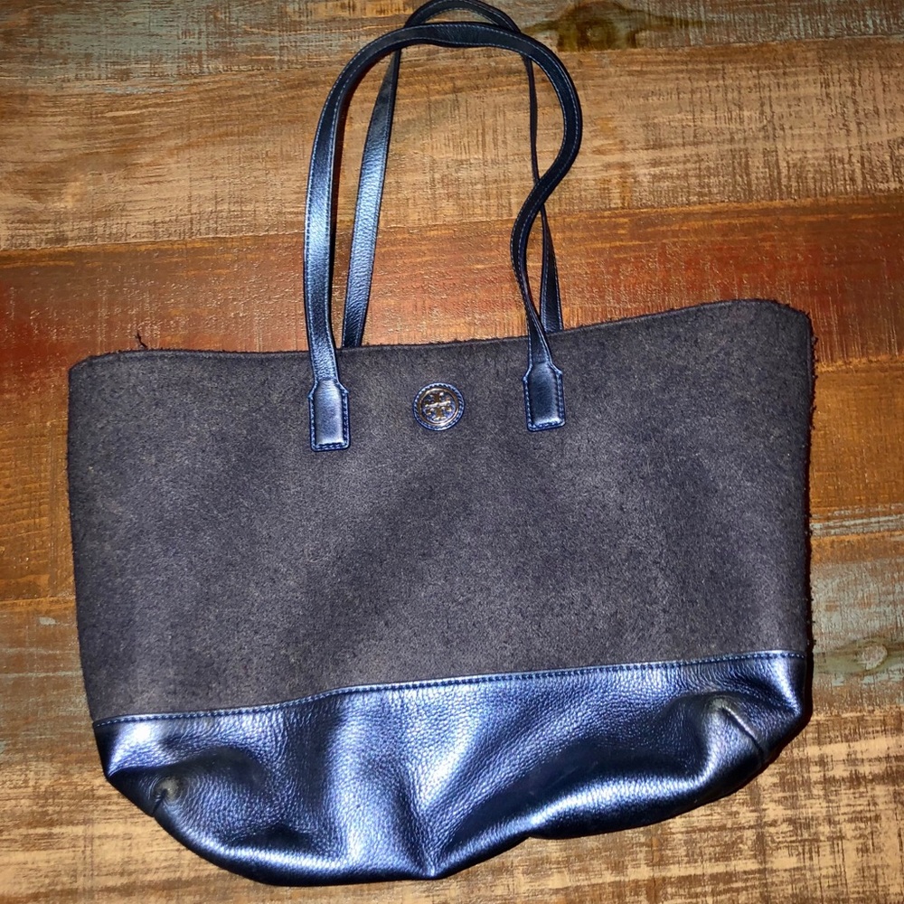 Tory Burch Black and Blue Tote Bag